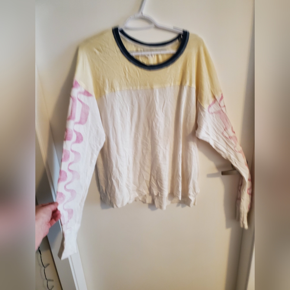 Free People Long Sleeve Tee Printed Sleeves